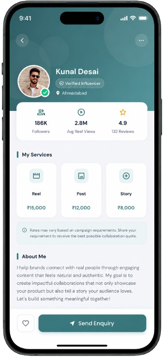 Influencer details screen